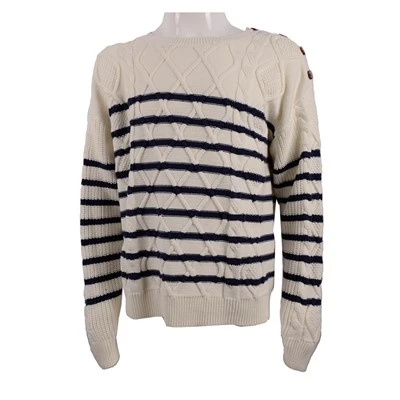 Vīriešu svītrains kabeļa džemperis ar garām piedurknēm
